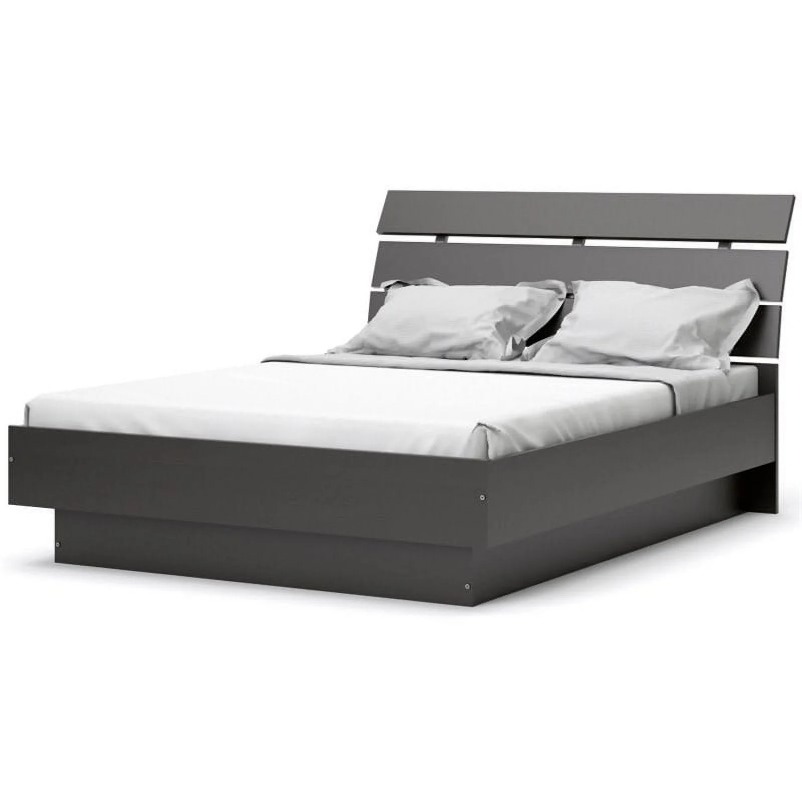 Pemberly Row Modern Engineered Wood Platform Queen Bed in Coffee