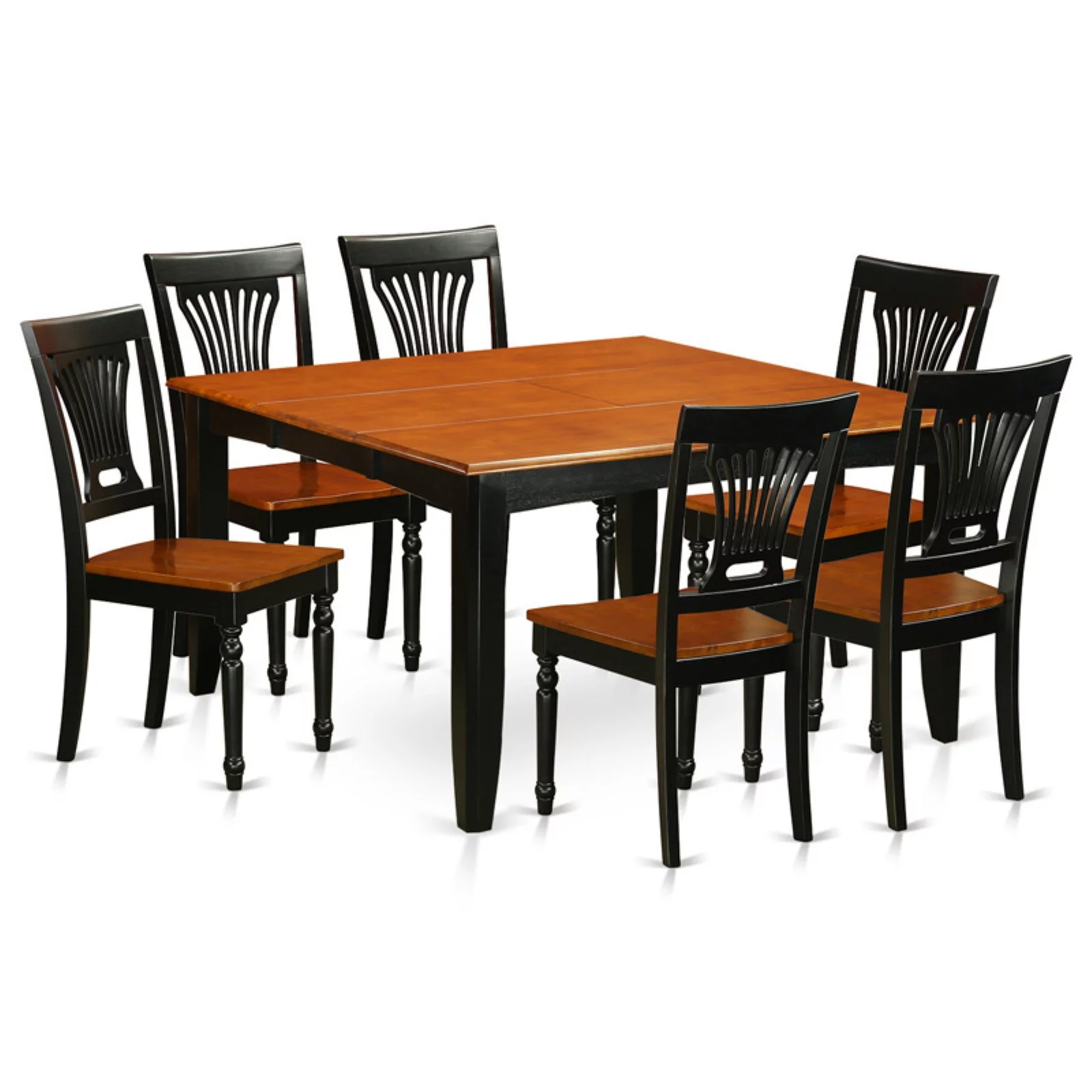 Dining Room Set-Dining Table And Wood Dining Chairs-Finish:Black & Cherry,Number of Items:7,Shape:Square,Style:Wood Seat