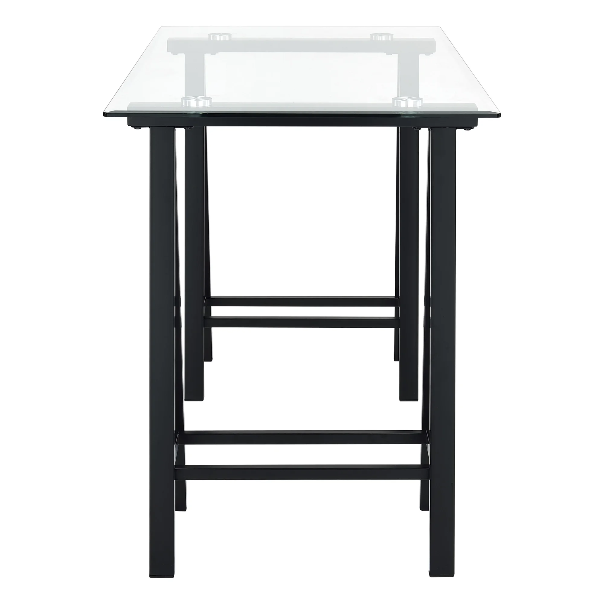 Middleton Writing Desk with Clear Glass Top and Black Base