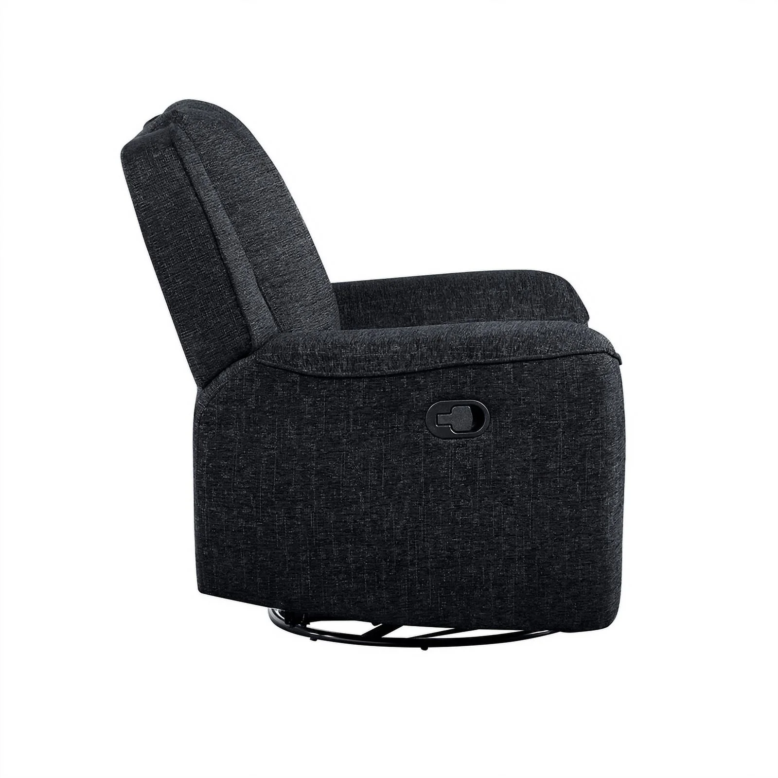 Lexicon Monterey Chenille Upholstered Swivel Reclining Chair in Ebony