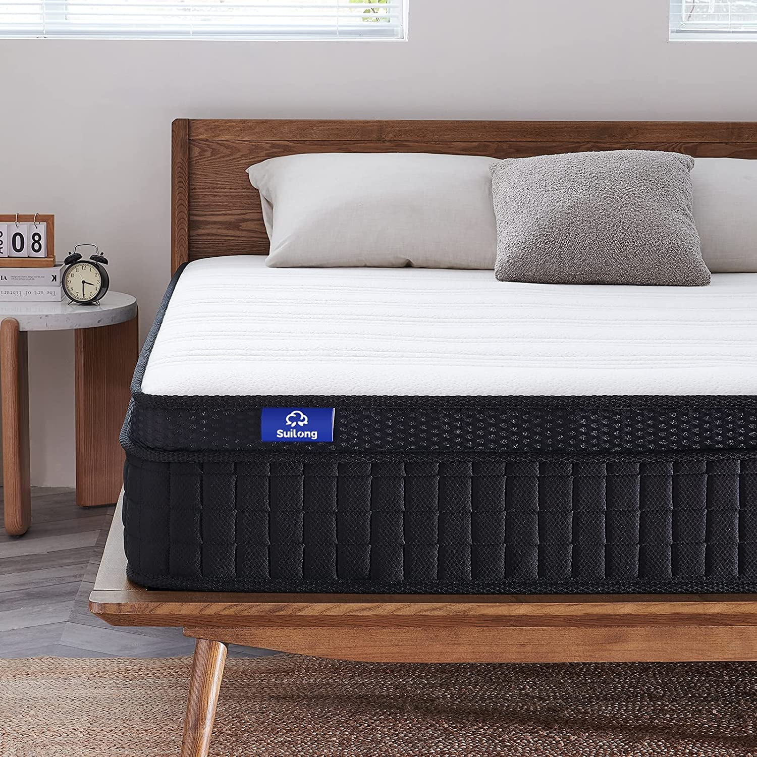 SUI LONG 12 Inch King Mattress, Spring and Memory Foam Hybrid Mattress, Mattress in a Box, Medium Firm