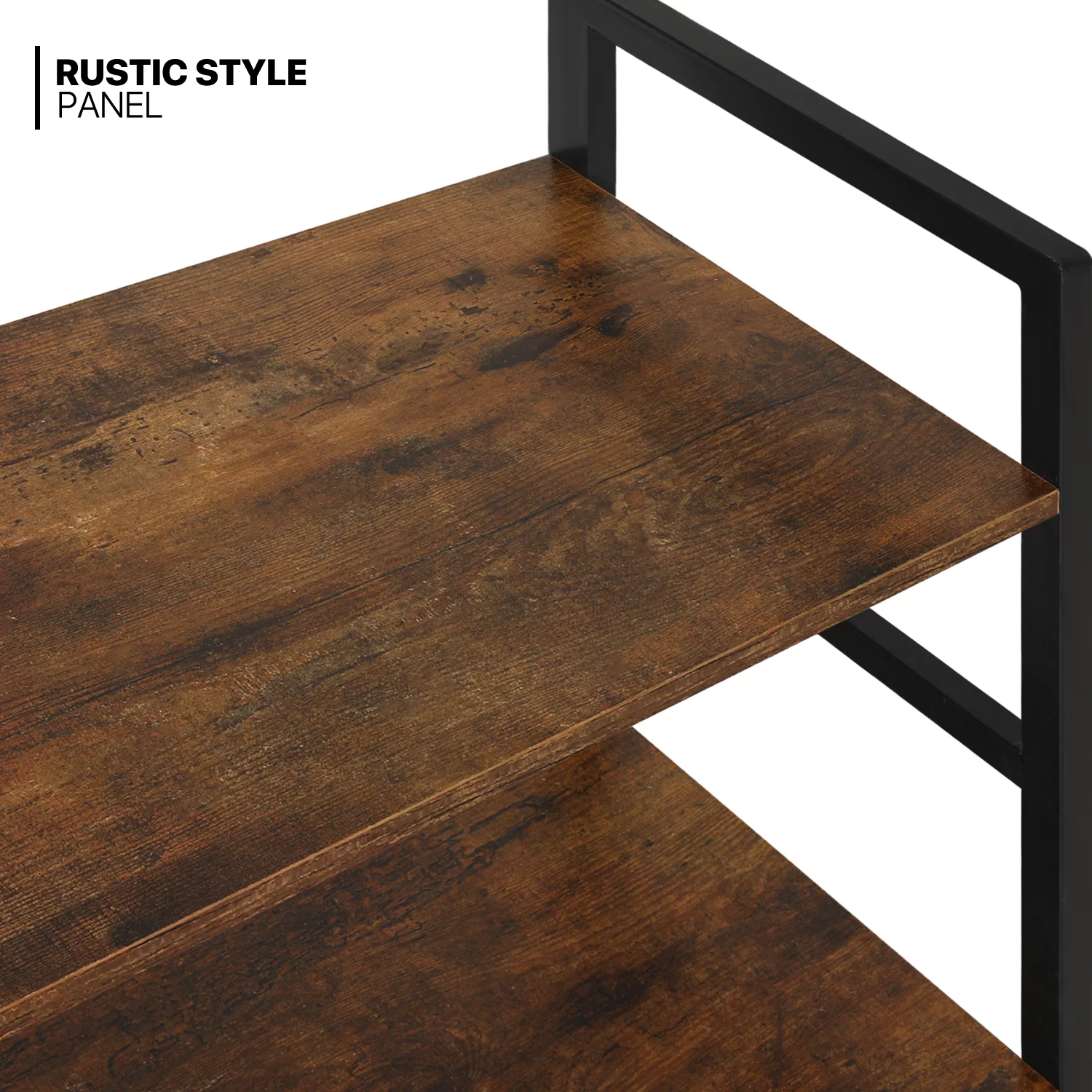 MoNiBloom 5 Shelves Rustic Bookcase, Industrial Shelf Unit, with Metal Frame Modern Office Home Display Shelves, Brown