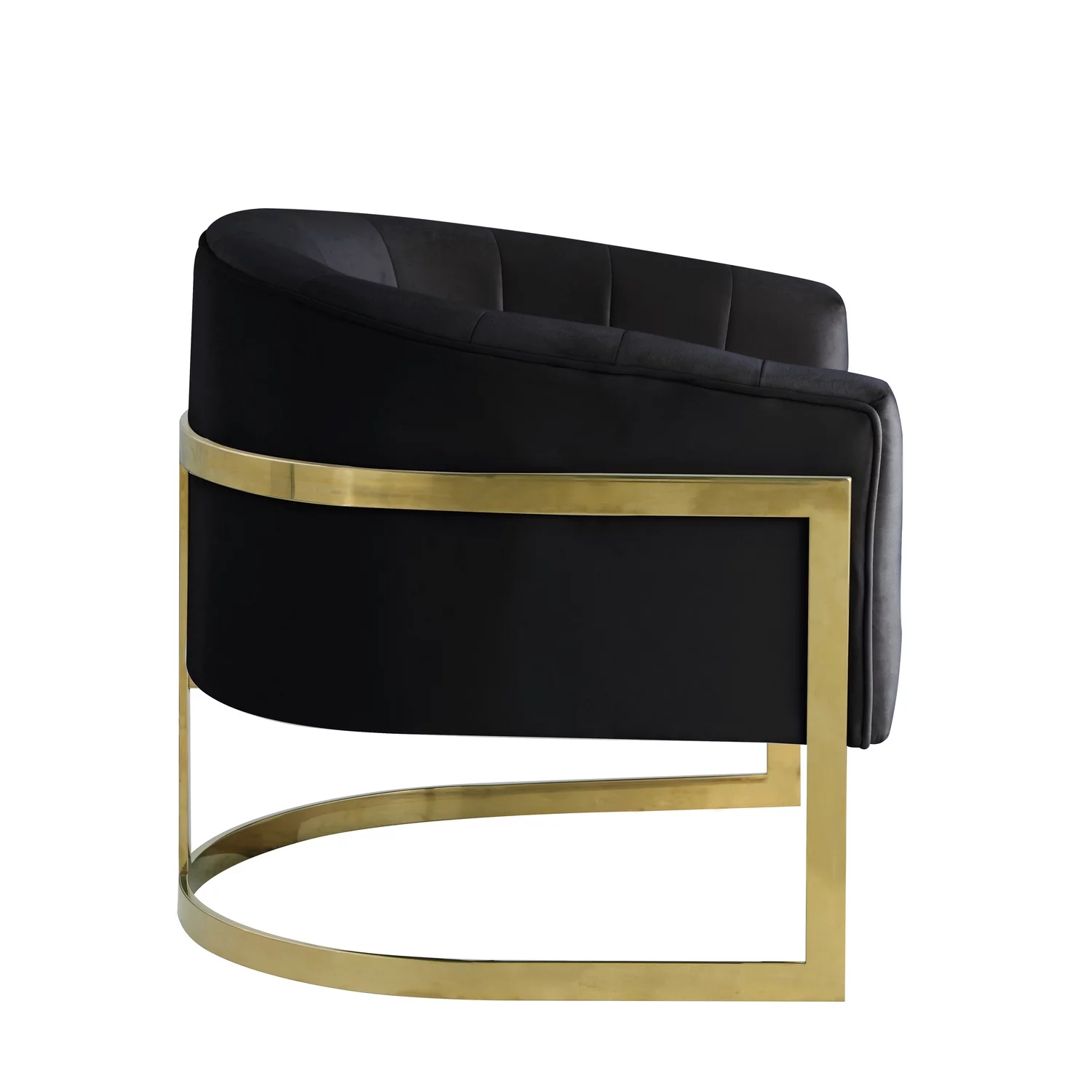Traxmon Velvet Upholstered Accent Chair in Black Velvet