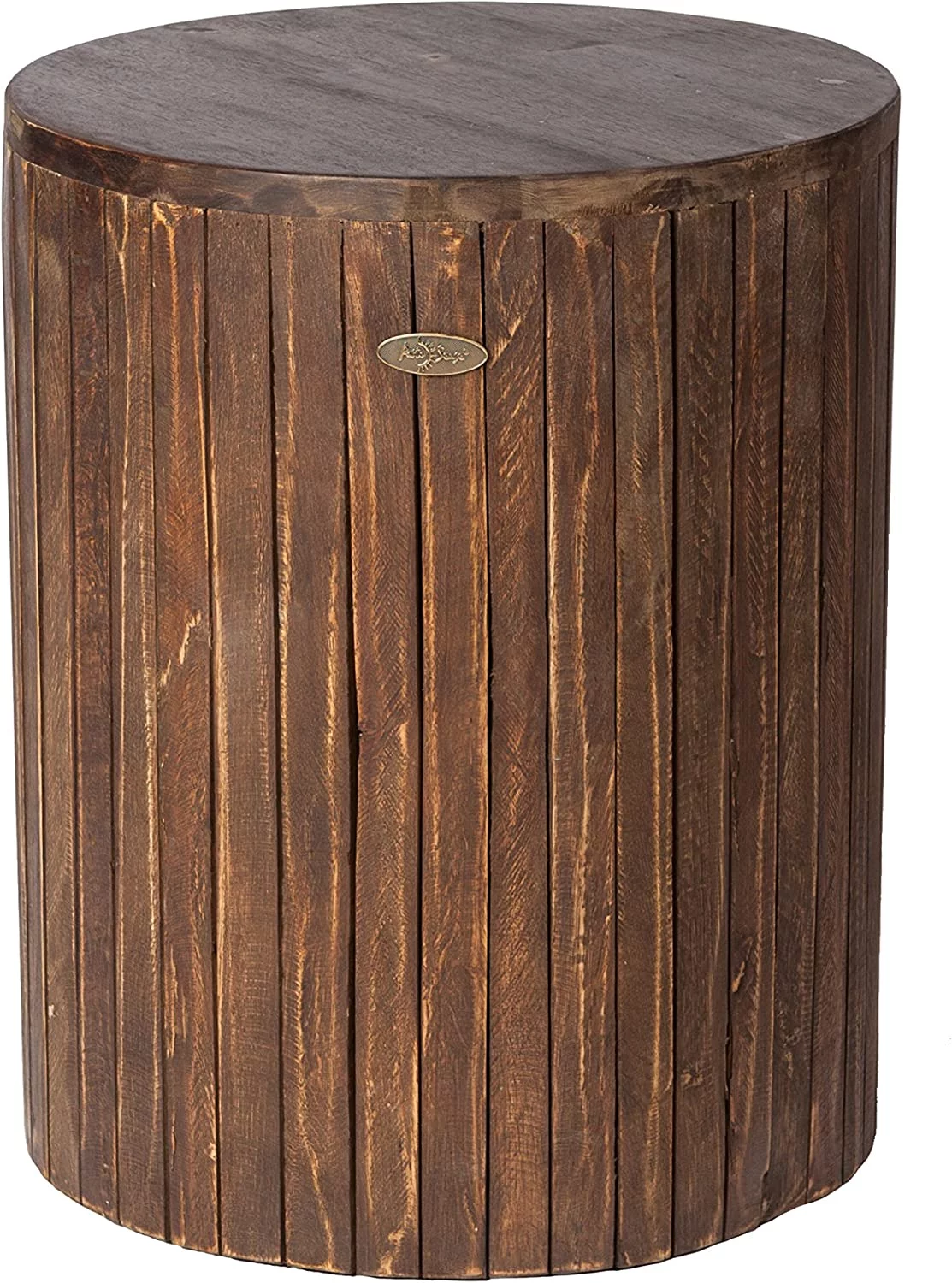 Grapevine PL12094u-BR Michael Recycled Wood Stool End Table, Cacao Brown