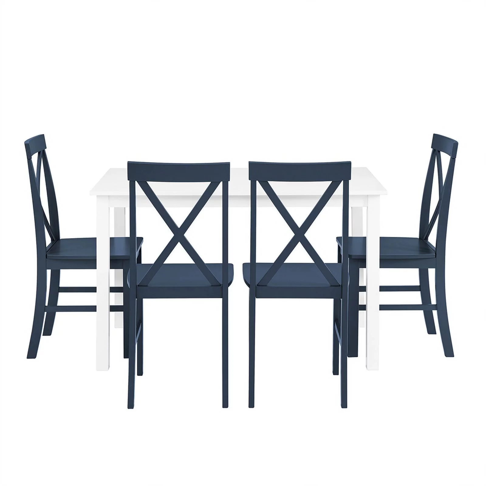 Walker Edison Greyson 5-Piece Farmhouse Engineered Wood Dining Set in White/Navy