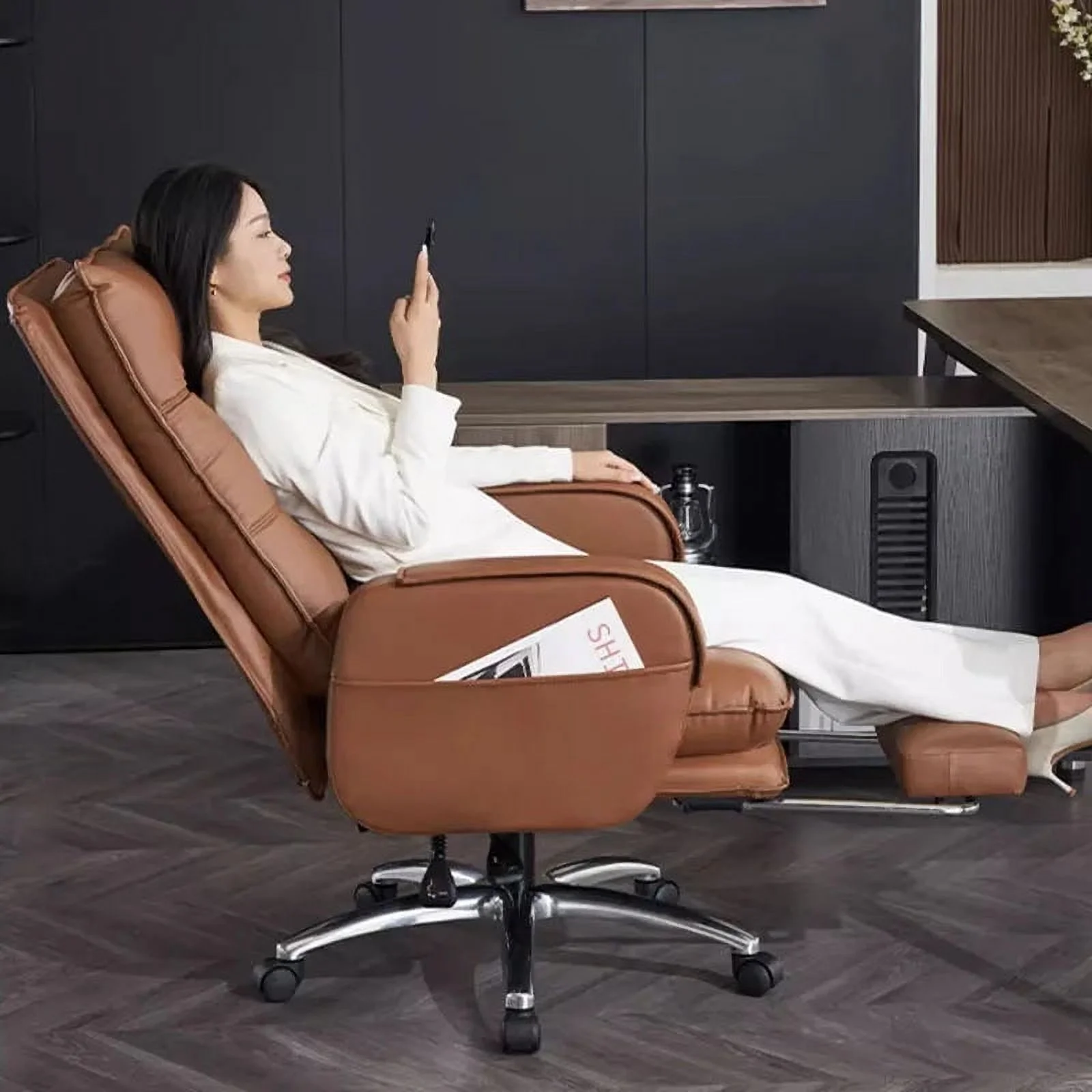 Swivel Genuine Leather Office Chairs Lunch Breaks High End Swivel Chairs Business Office Cowhide 컴퓨터의자 Furniture Room Office