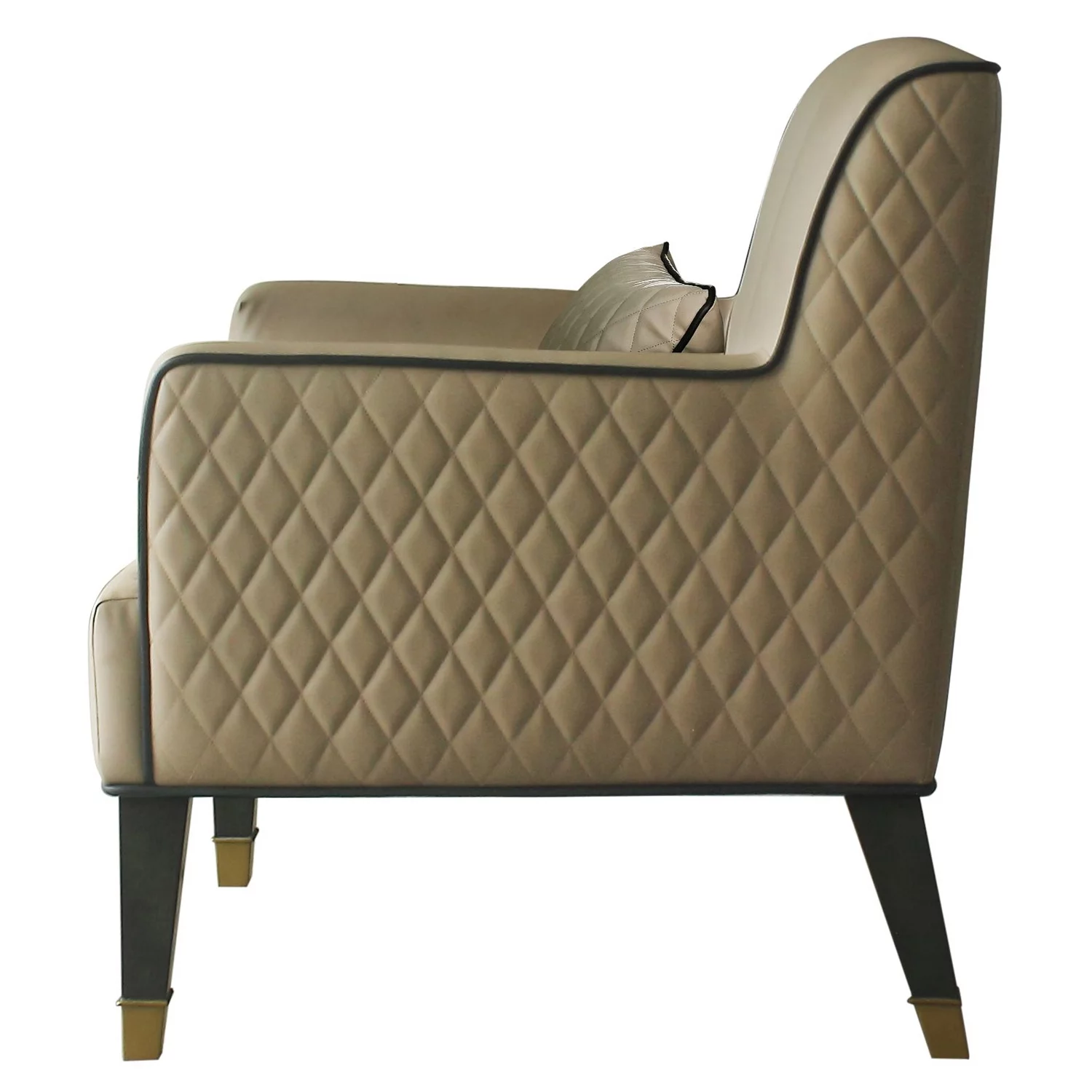 ACME House Beatrice Recessed Arm Accent Chair in Tan and Charcoal