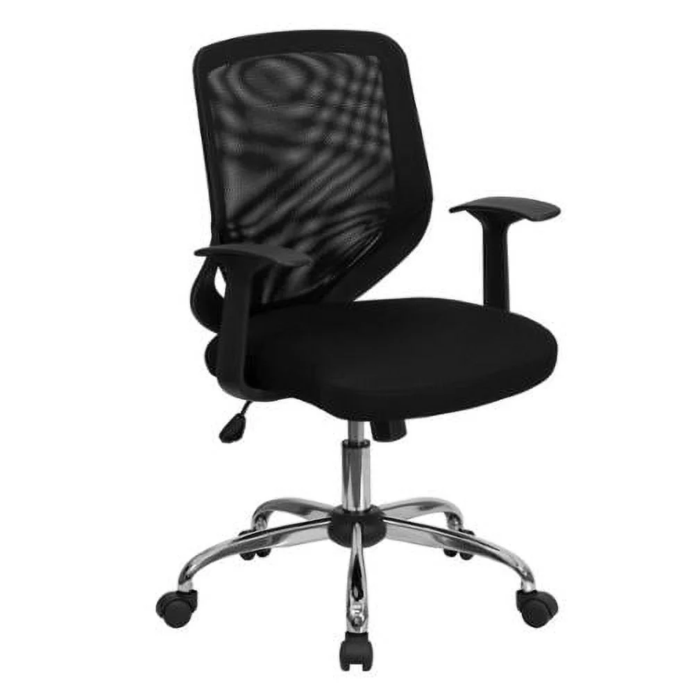 A Line Furniture Crant Black Swivel Adjustable Office Chair with Mesh Padded Seat
