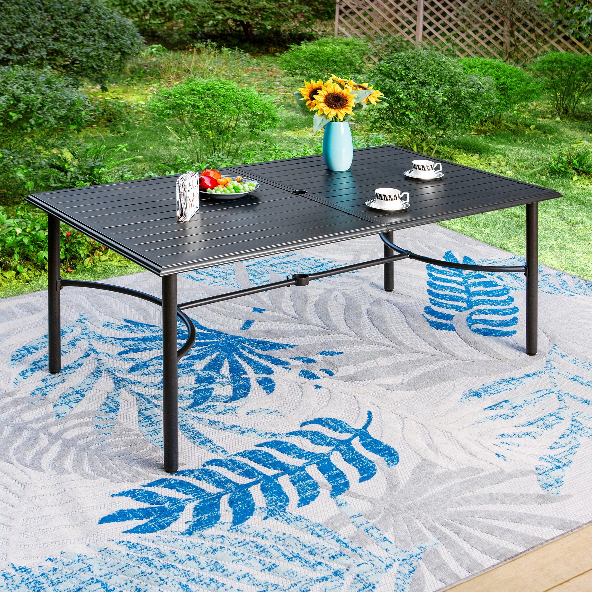 Sophia & William 7 Piece Outdoor Patio Dining Set Metal Furniture Table and Stackable Chairs