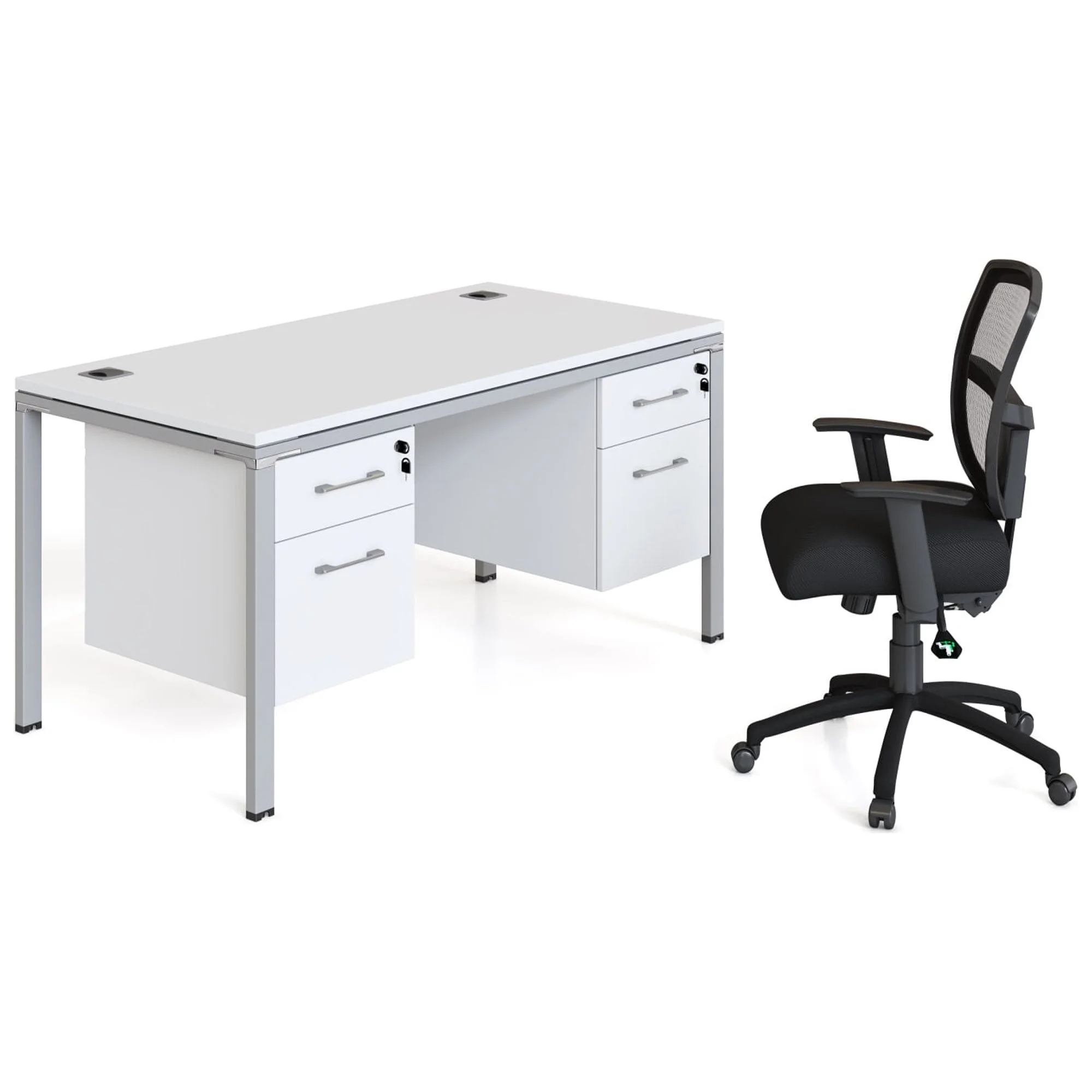 Boss Office Products Single Desk with (2) Pedestals, 60
