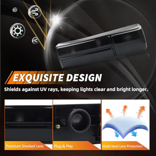 Tail Light Compatible with Fo-rd Mus-tang 1987-1993, [DOT] [Waterproof] Brake Rear Lamp with Housing (Left + Right), Replace OEM #‎E7ZZ-13404-A, E7ZZ-13405-A, FO2801168, FO2800168, Smoked Lens