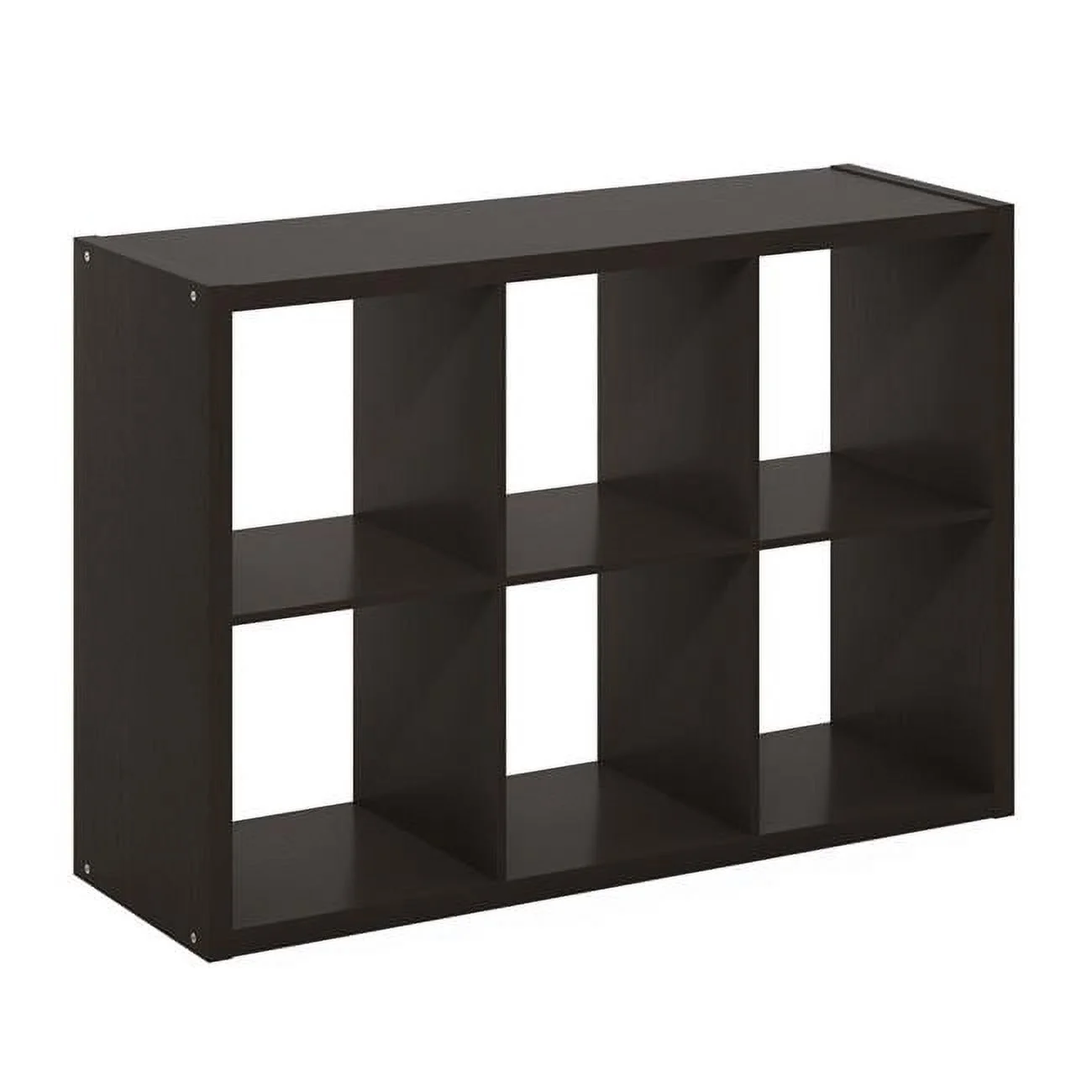 Cubicle Open Back Decorative Cube Storage Organizer - 6-Cube, Dark Oak