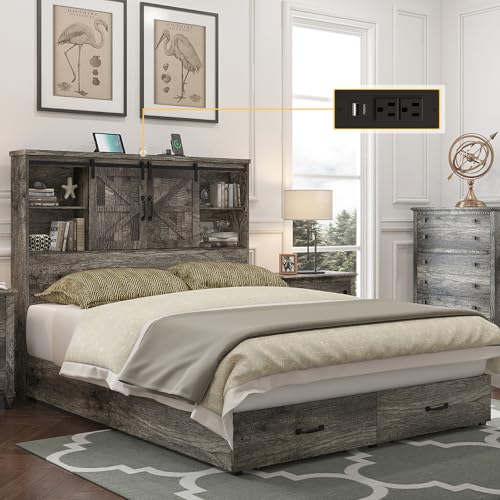 HOWE King Size Bed Frame, Wood Platform Bed Frame with 51.2