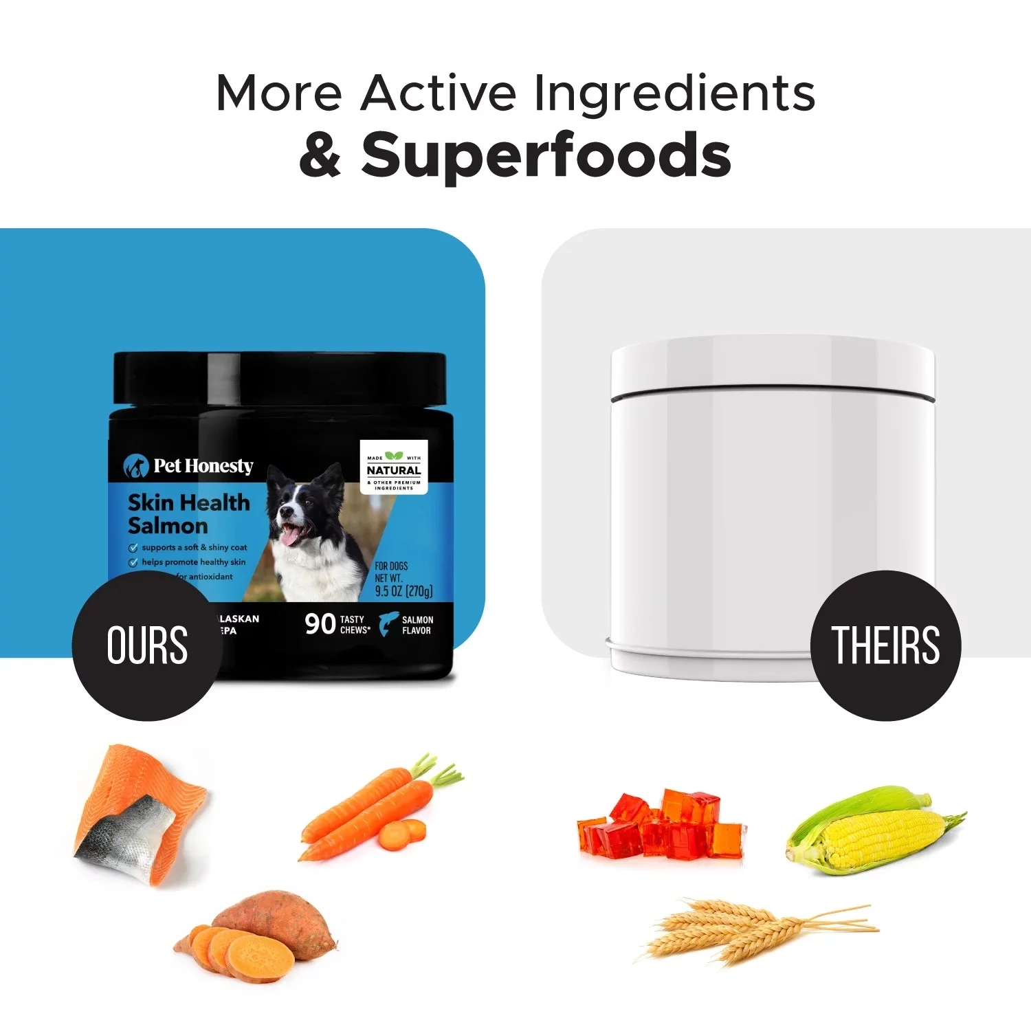 Pet Honesty Dog Skin Health Salmon Fish Oil Soft Chews, Salmon, 90 Ct