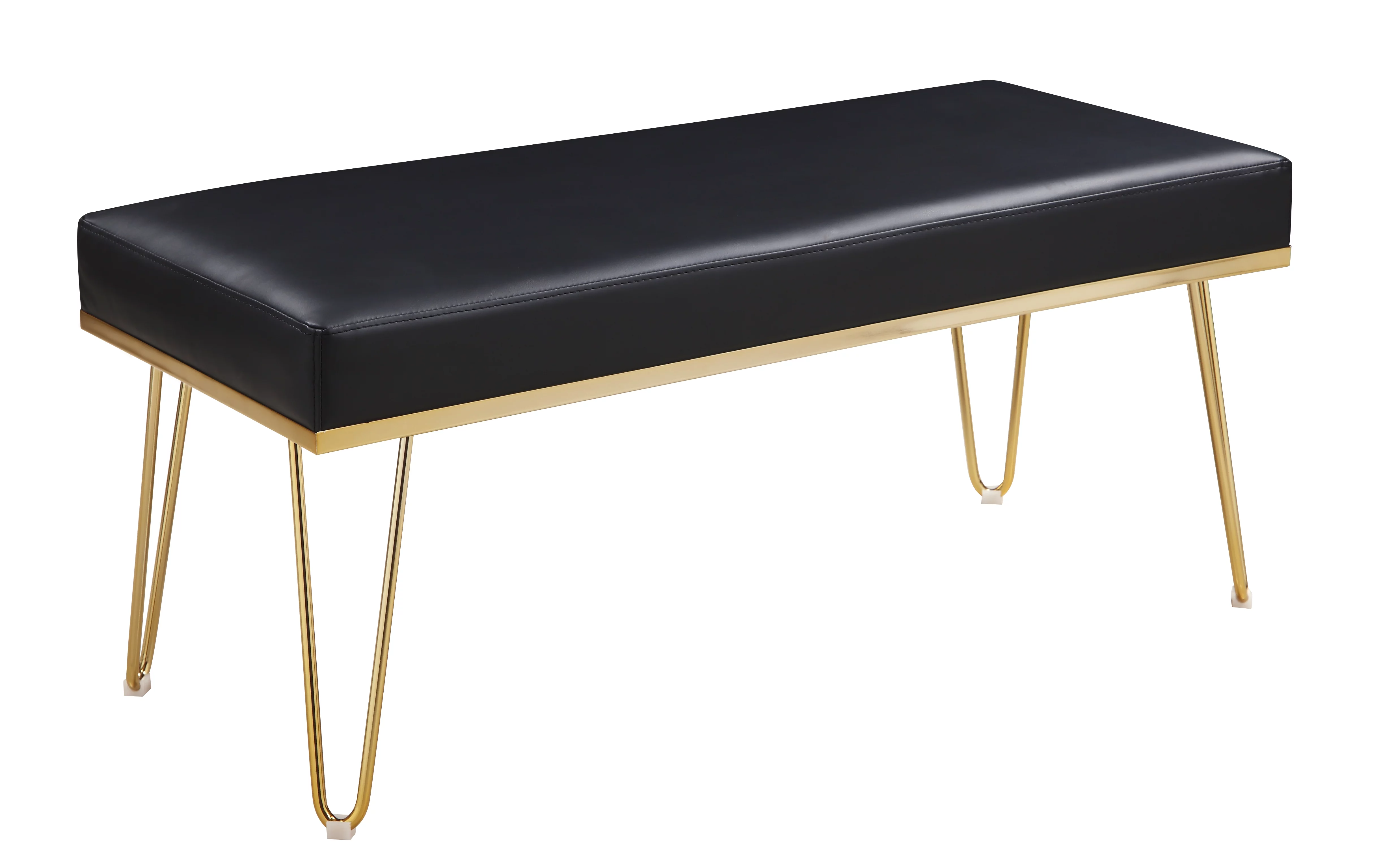 Chic Home Aldelfo Bench PU Leather Upholstered Hairpin Legs, Black