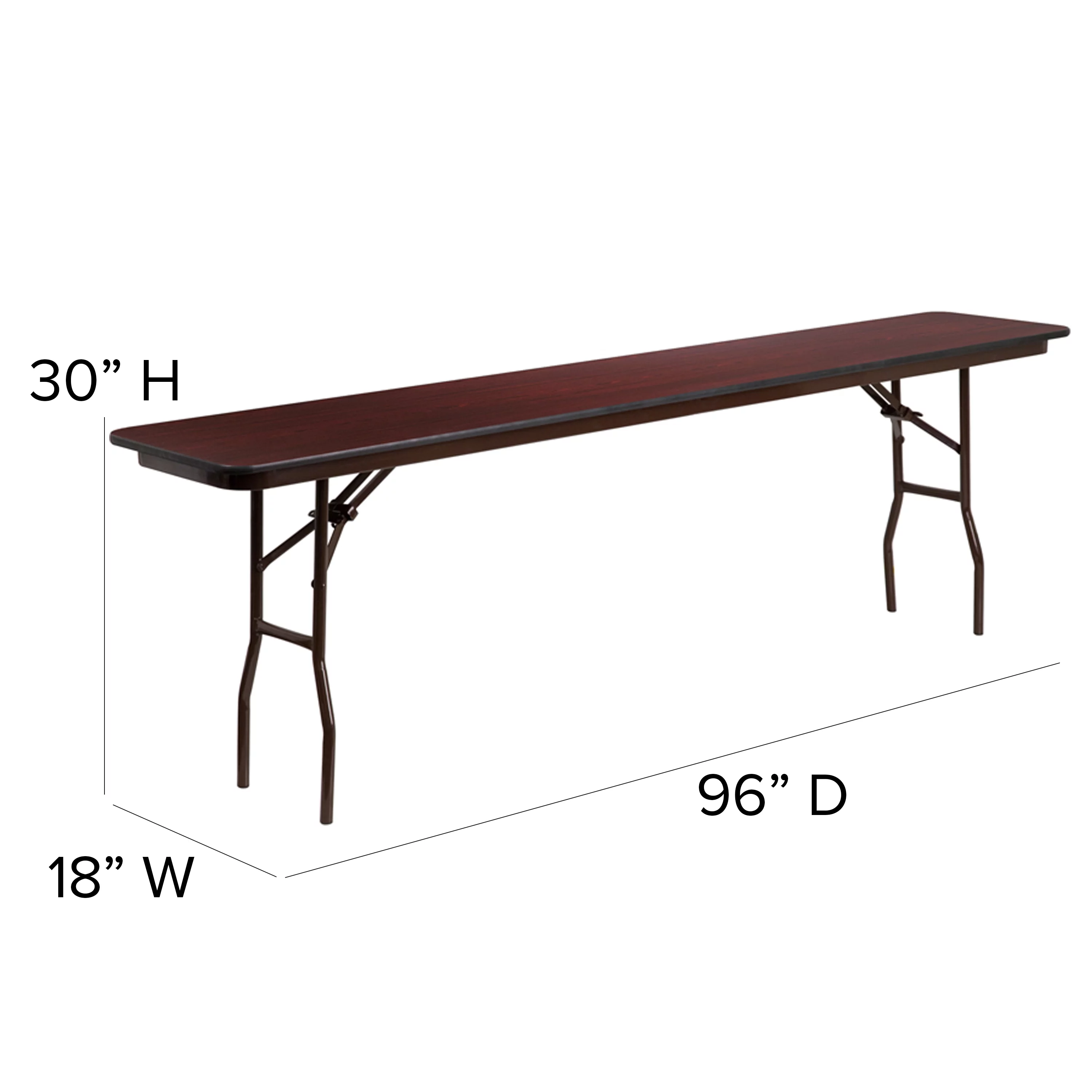Emma + Oliver 8-Foot Mahogany Melamine Laminate Folding Training/Seminar Table - Event Table
