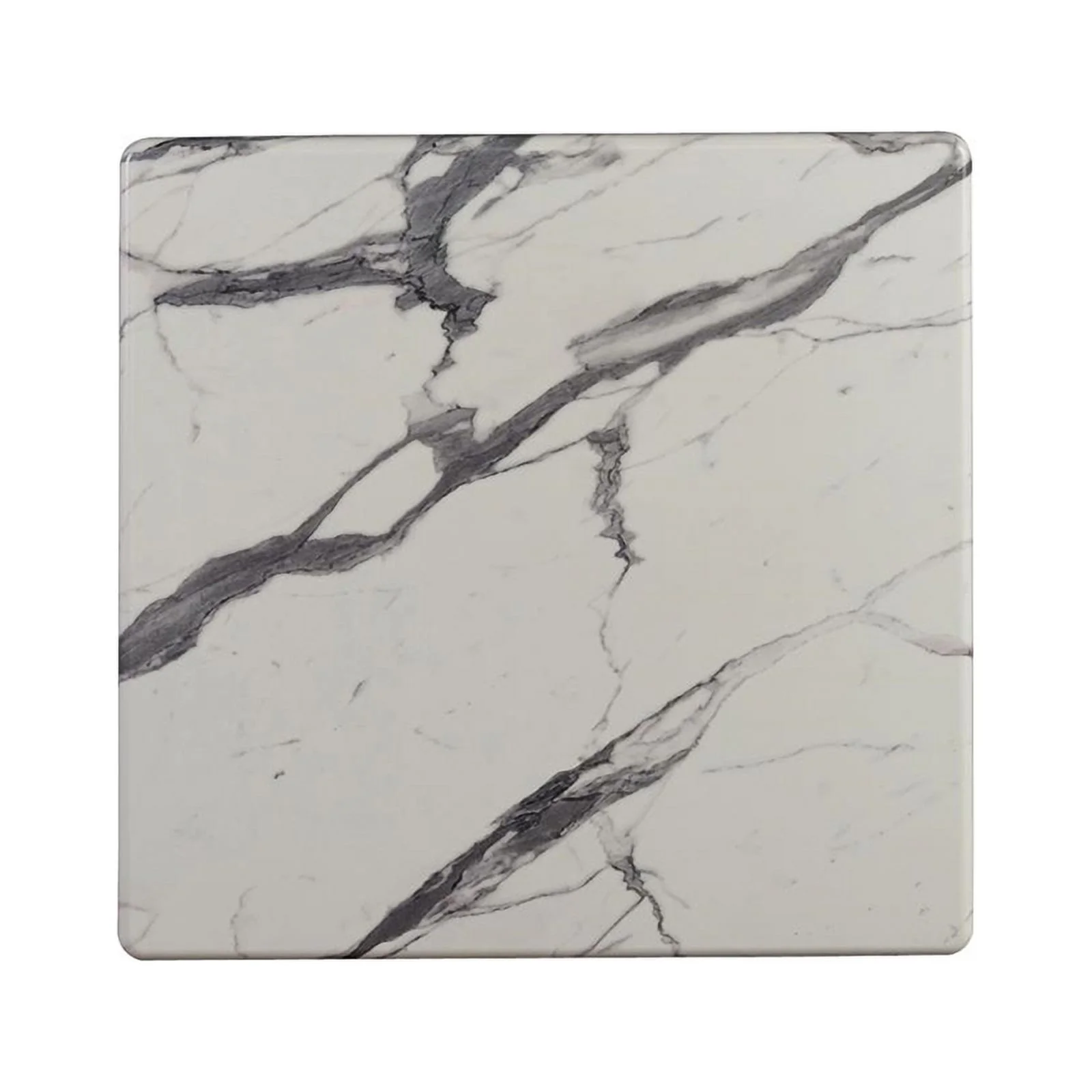 Pemberly Row Wood Square Faux Marble Top End Table Black and White