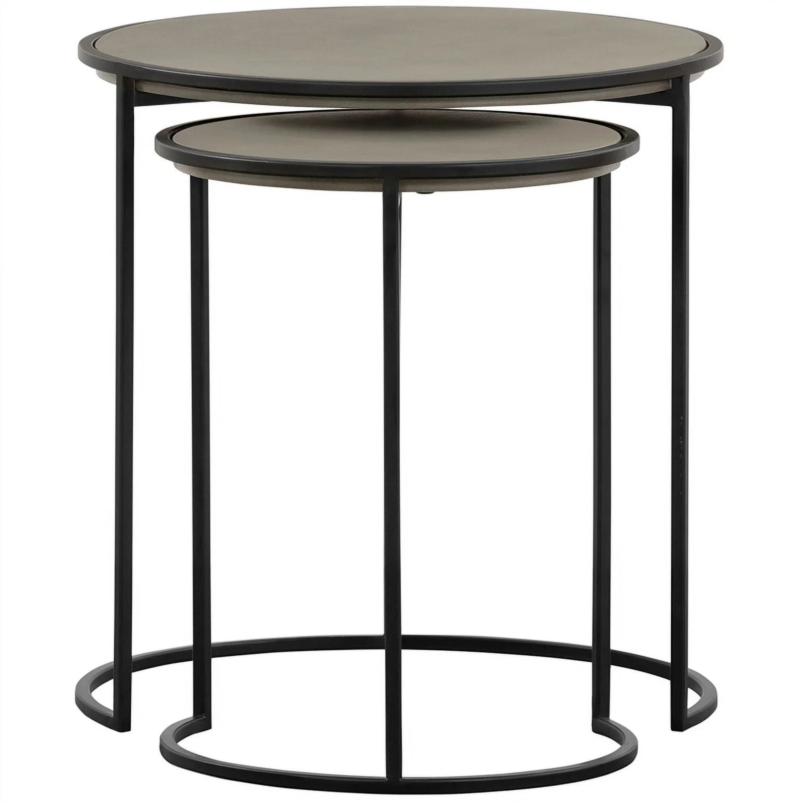 Maklaine 2-Piece Modern Metal Nesting End Table Set in Black