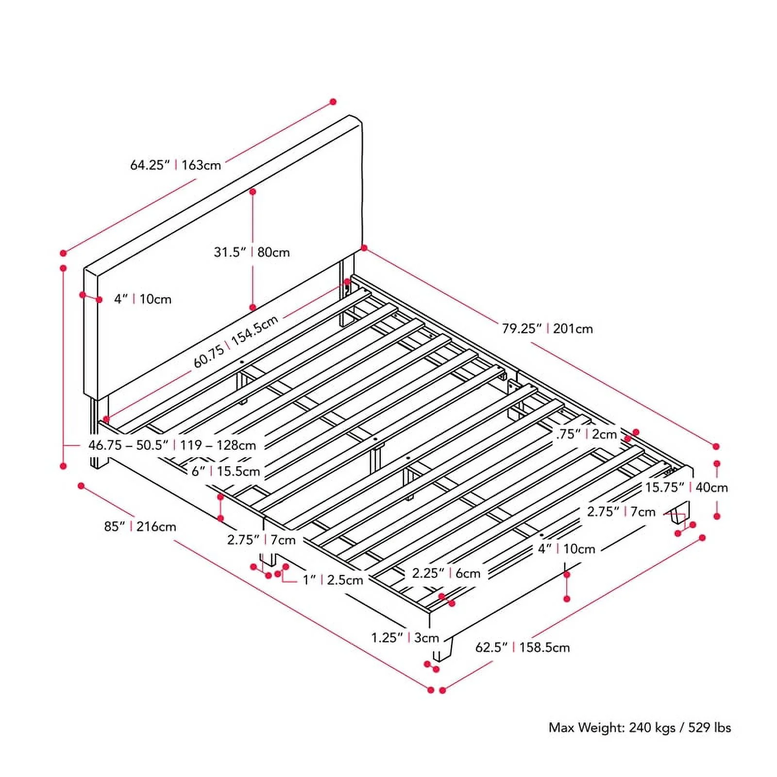 Atlin Designs Upholstered Engineered Wood Queen Bed in Gray
