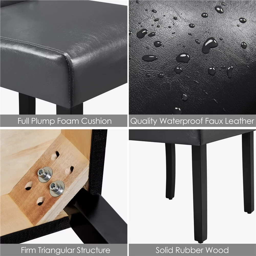 SMILE MART Modern Tufted Padded Dining Chair with Tall Back, Set of 2, Gray