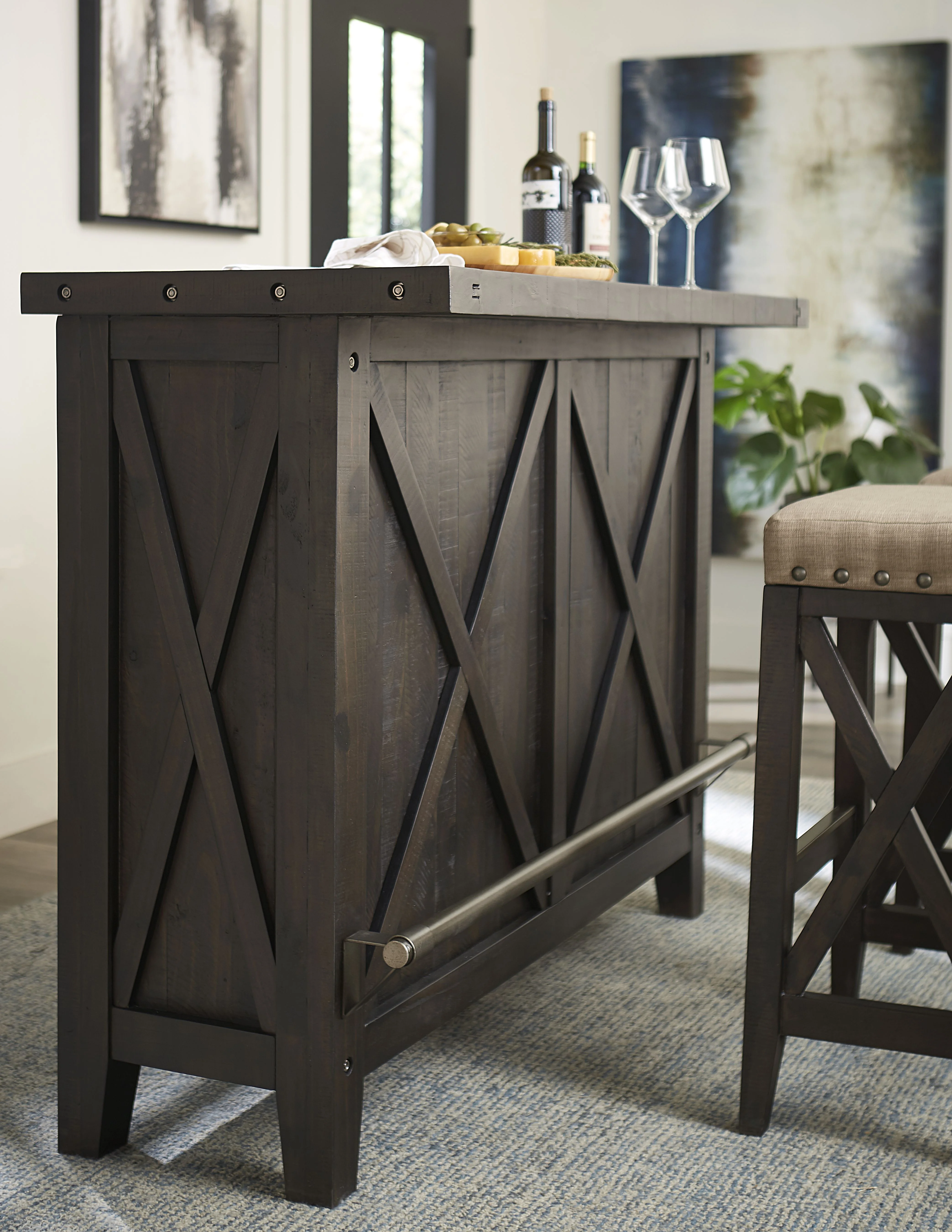 Modus Furniture Yosemite Solid Wood Bar Table in Cafe