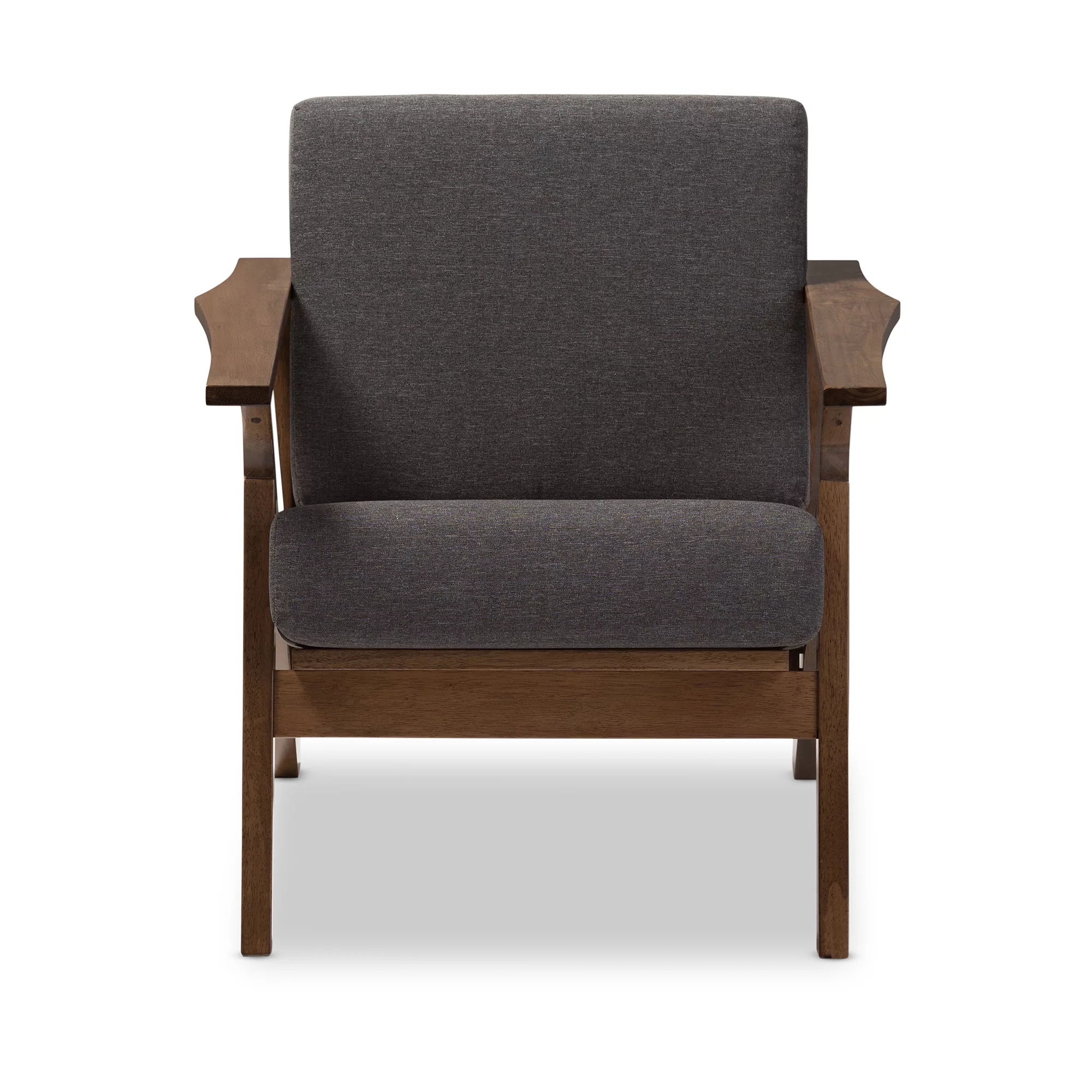 Baxton Studio Cayla Lounge Chair, Gray and Walnut Brown