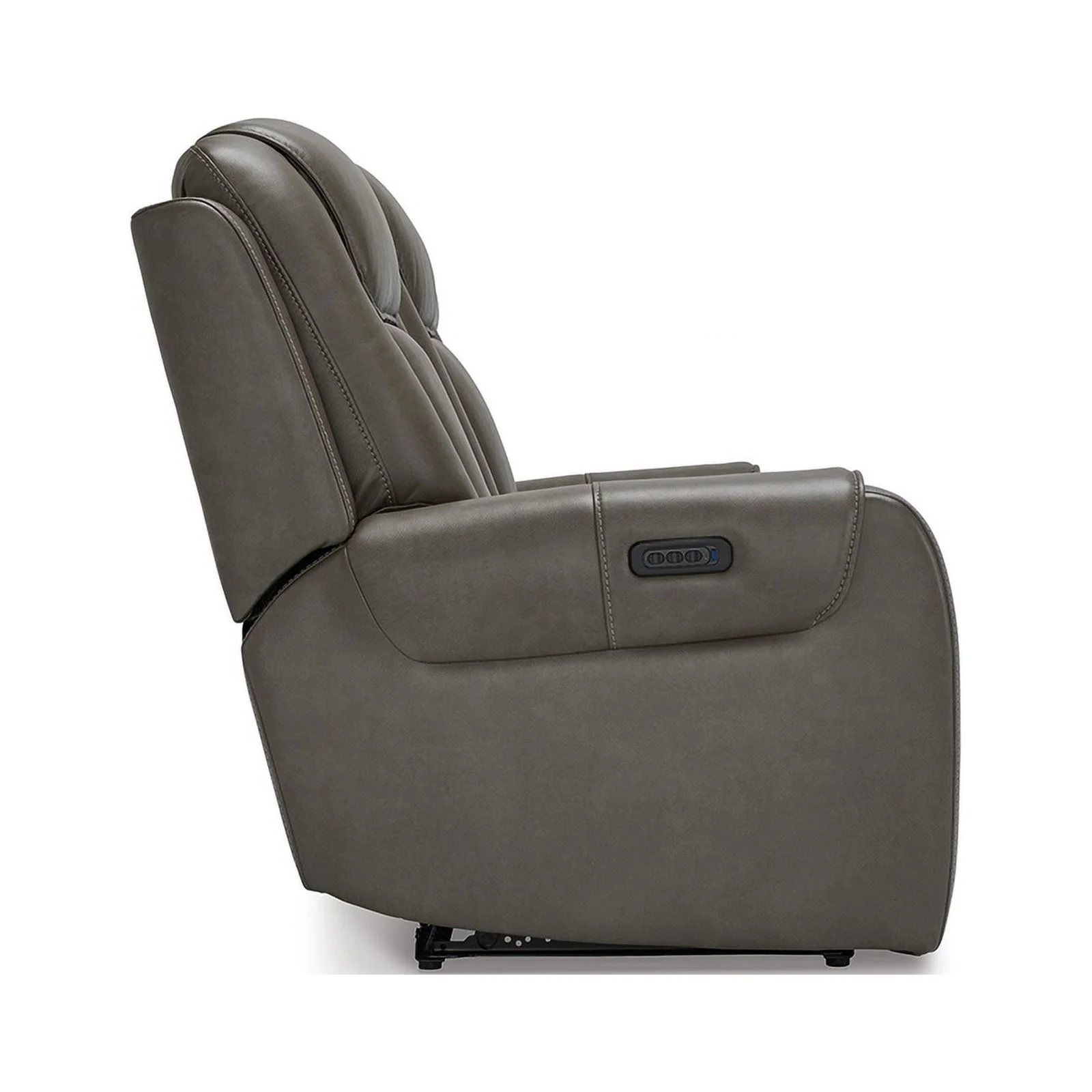 Ashley Furniture Card Player Faux Leather & Fabric Power Reclining Sofa in Gray