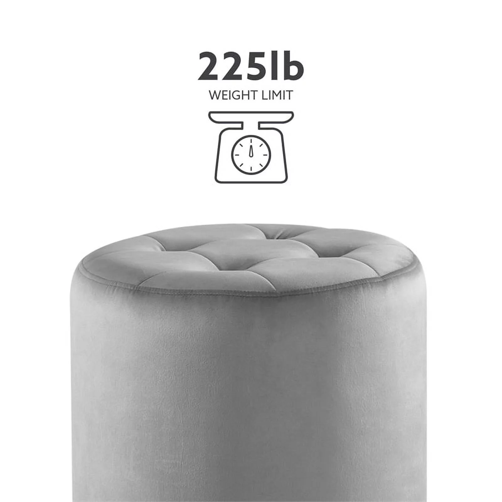 Linon Odin Round Faux Leather Swivel Ottoman in Gray