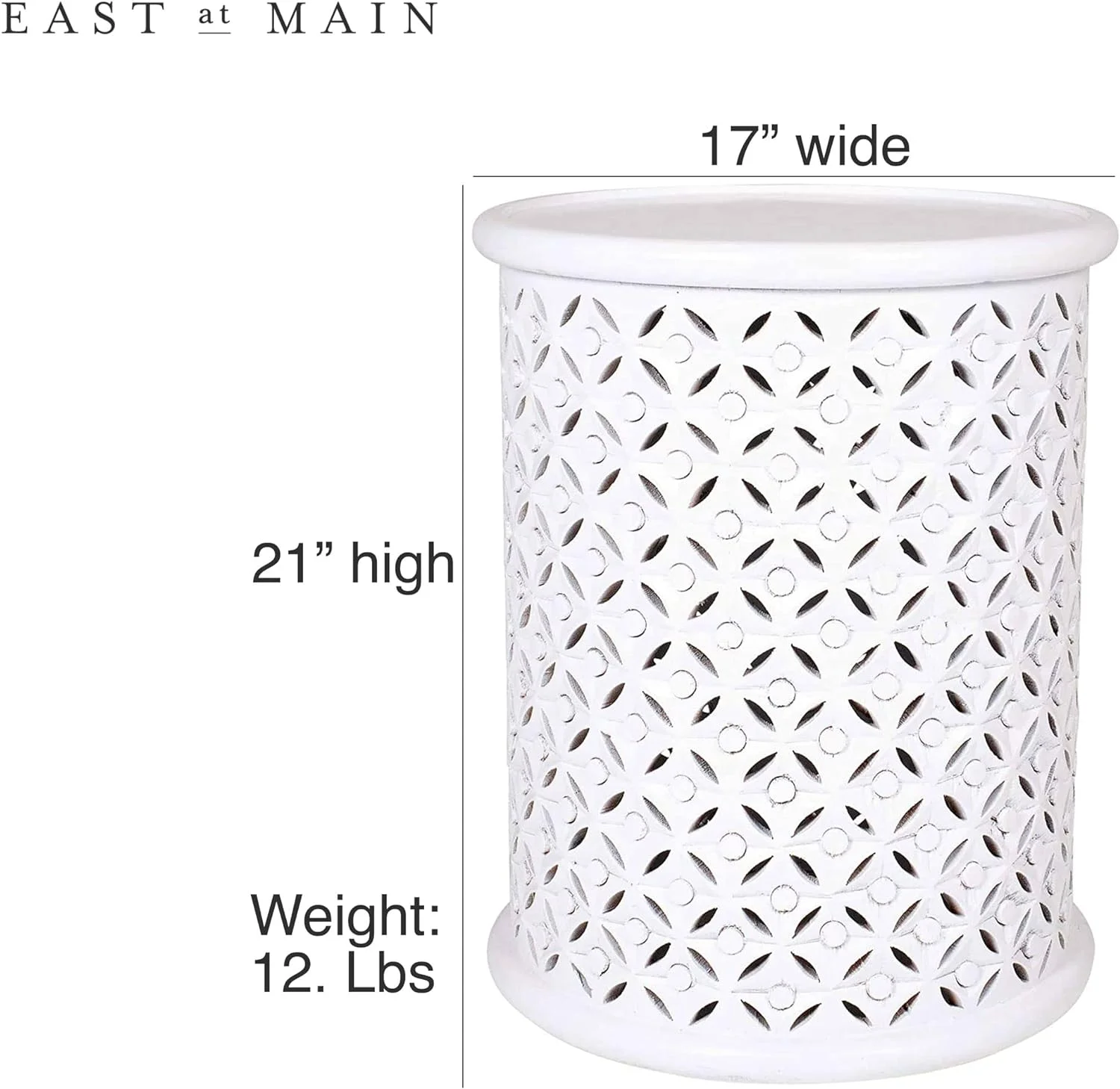 Gerlind Solid Wood Drum End Table, White