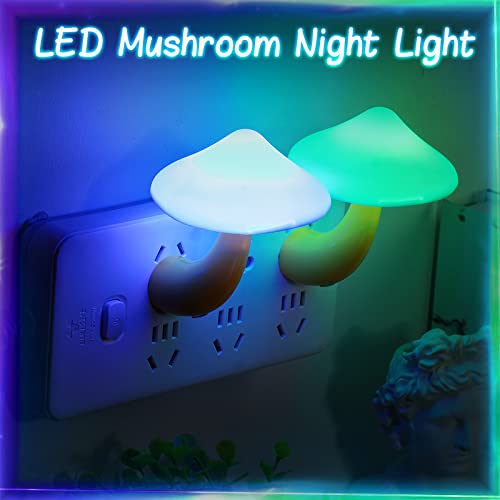 Tuanse 20 Pcs LED Color Changing Mushroom Night Light, Cute 7 Color Sensor Mushroom Shaped Plug in Lamp, Christmas Gift, Decorative Light Decor for Adults Room Bedroom Thanksgiving