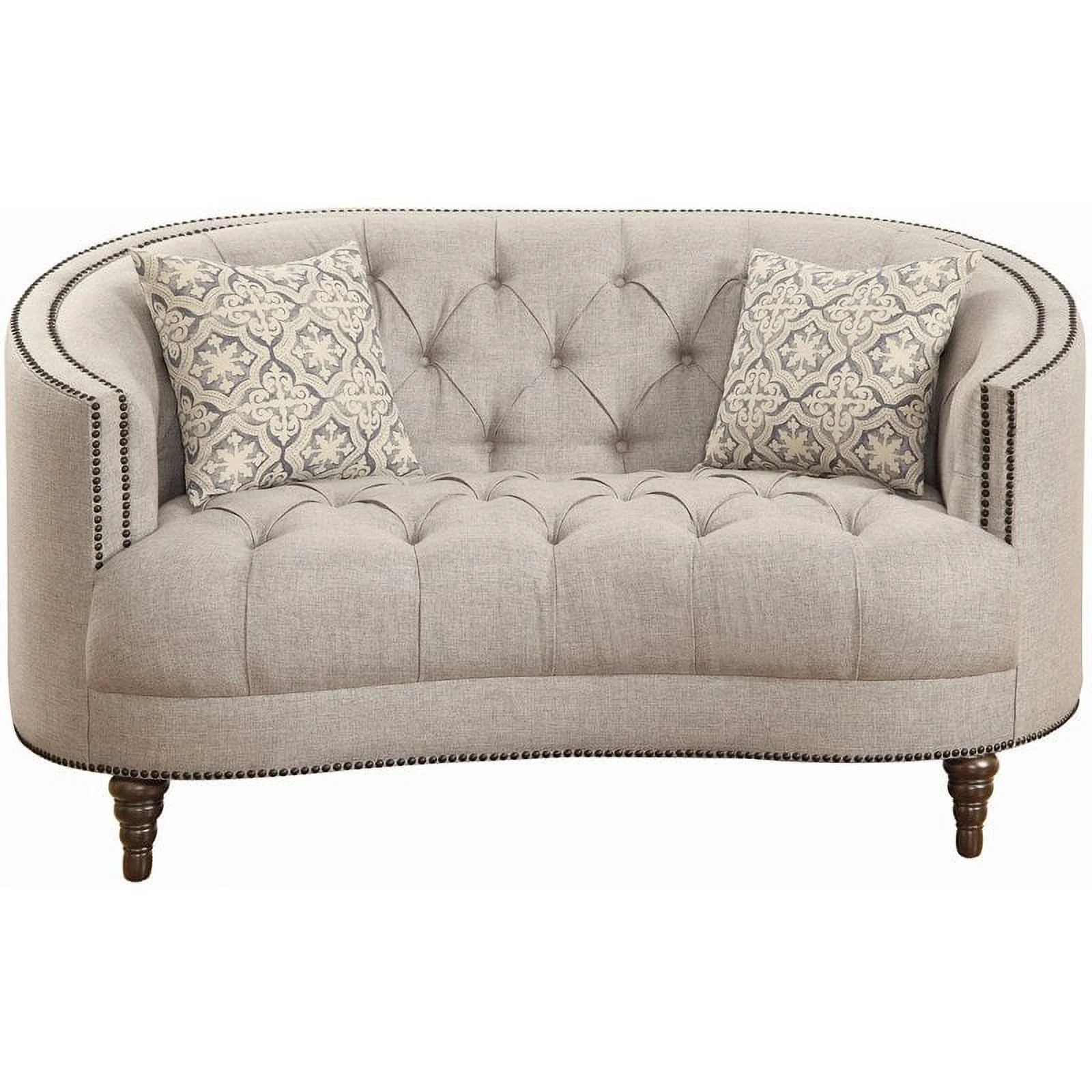 Pemberly Row Modern Fabric Sloped Arm Upholstered Loveseat in Gray