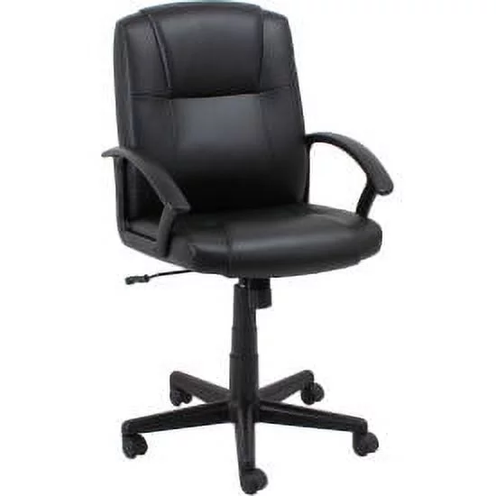 Executive Chair With Mid Back & Fixed Arms, Bonded Leather, Black