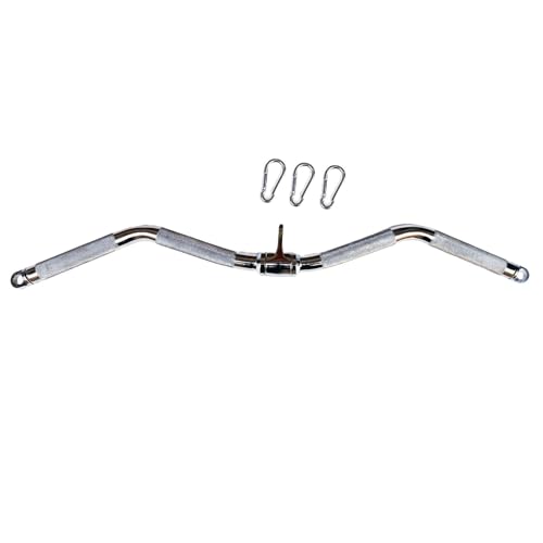 Lat Cable Machine Attachment Curl Pulldown Barbell Revolving Bar, Multi-Exerciser Cable Attachment, Solid Steel Tricep Press Down Bar with Rubber Handgrips & Revolving Hanger