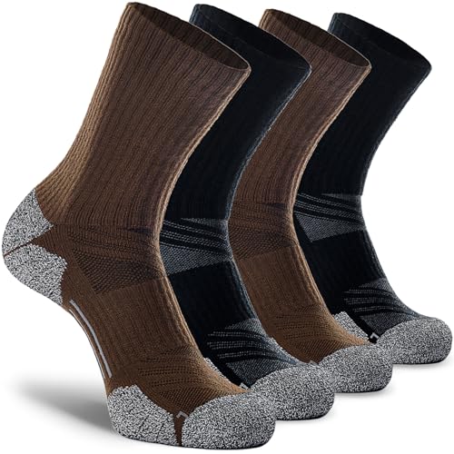 CWVLC Crew Hiking Socks, Cushion, Moisture Wicking, Arch Compression Boot Socks