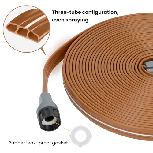 LINEX Sprinkler Soaker Hose 20 ft 2 pack for Garden, Watering Hose with Holes, High-Efficiency Sprinklers System for Lawn and Garden with Staples