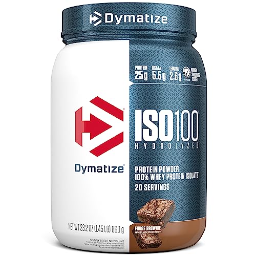 Dymatize ISO100 Whey Protein Powder Isolate, Cookies & Cream, 25g of Protein, 20 Servings, 5.5g BCAAs, Less Than 120 Cal., Gluten Free, 1g Fat, 1g Sugar, 2g Carb