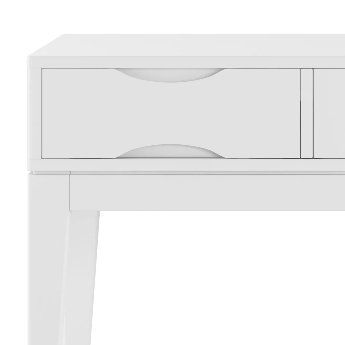 Simpli Home Harper Solid Hardwood 54 inch Wide Mid Century Modern Console Sofa Table in White
