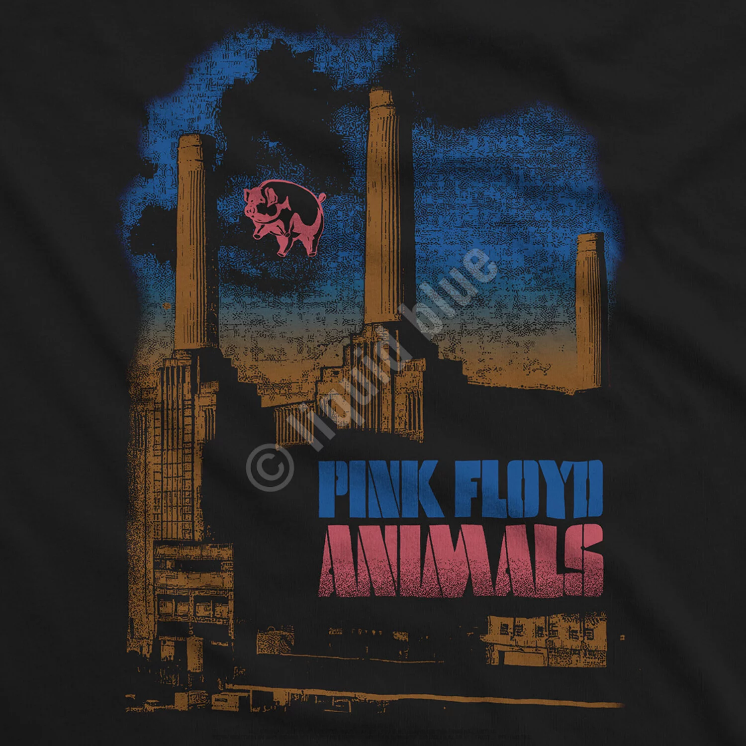 Men's Pink Floyd Pig Stain Slim Fit T-shirt X-Large Black