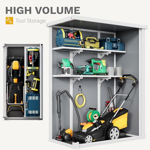 DWVO 5x3ft Resin Outdoor Storage Shed with Floor, Waterproof Lockable Storage Shed with Window, Plastic Outside Tool Storage for Garden, Backyard, Patio, Lawn, Gray