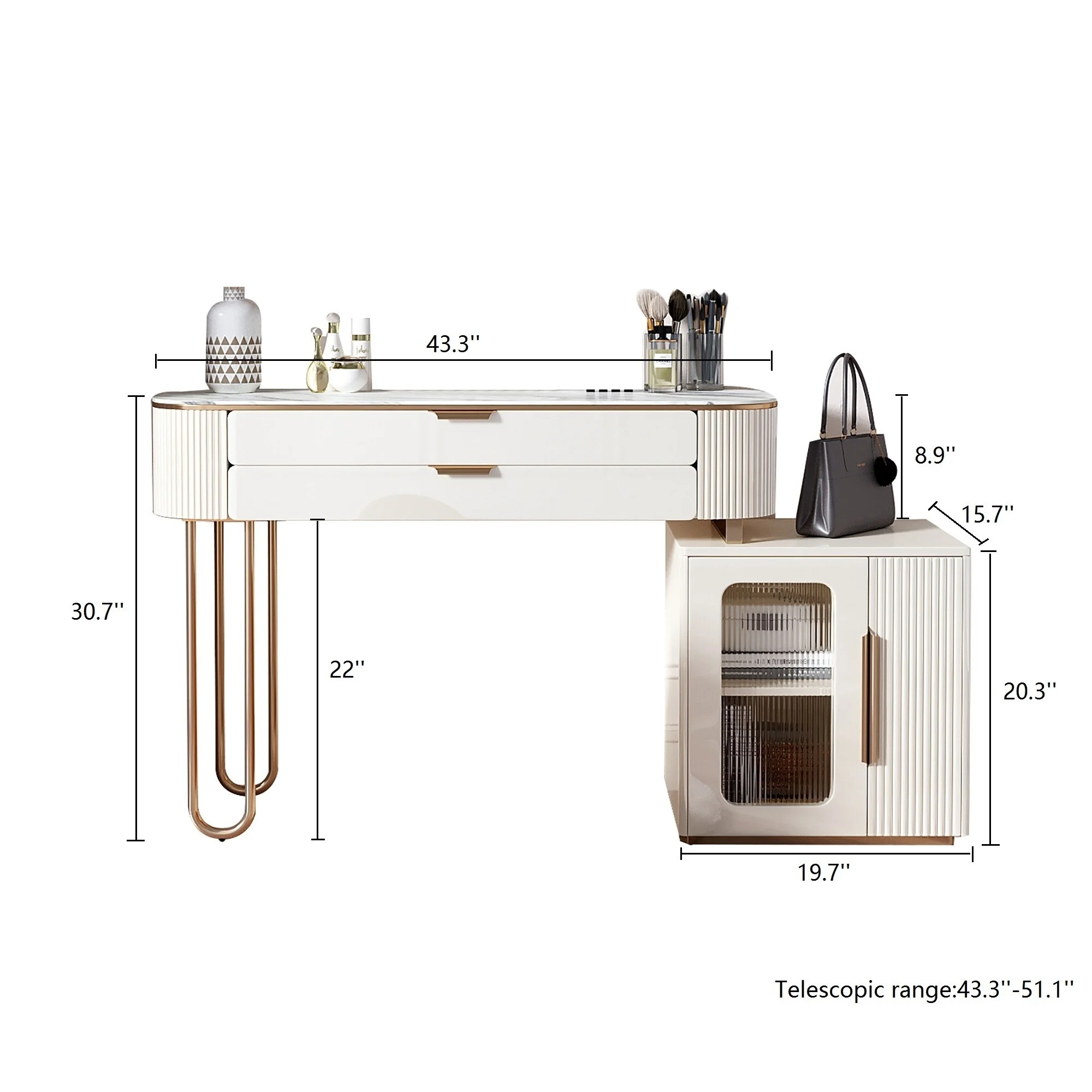 JASIWAY Modern Makeup Vanity Dressing Table with Drawers,White