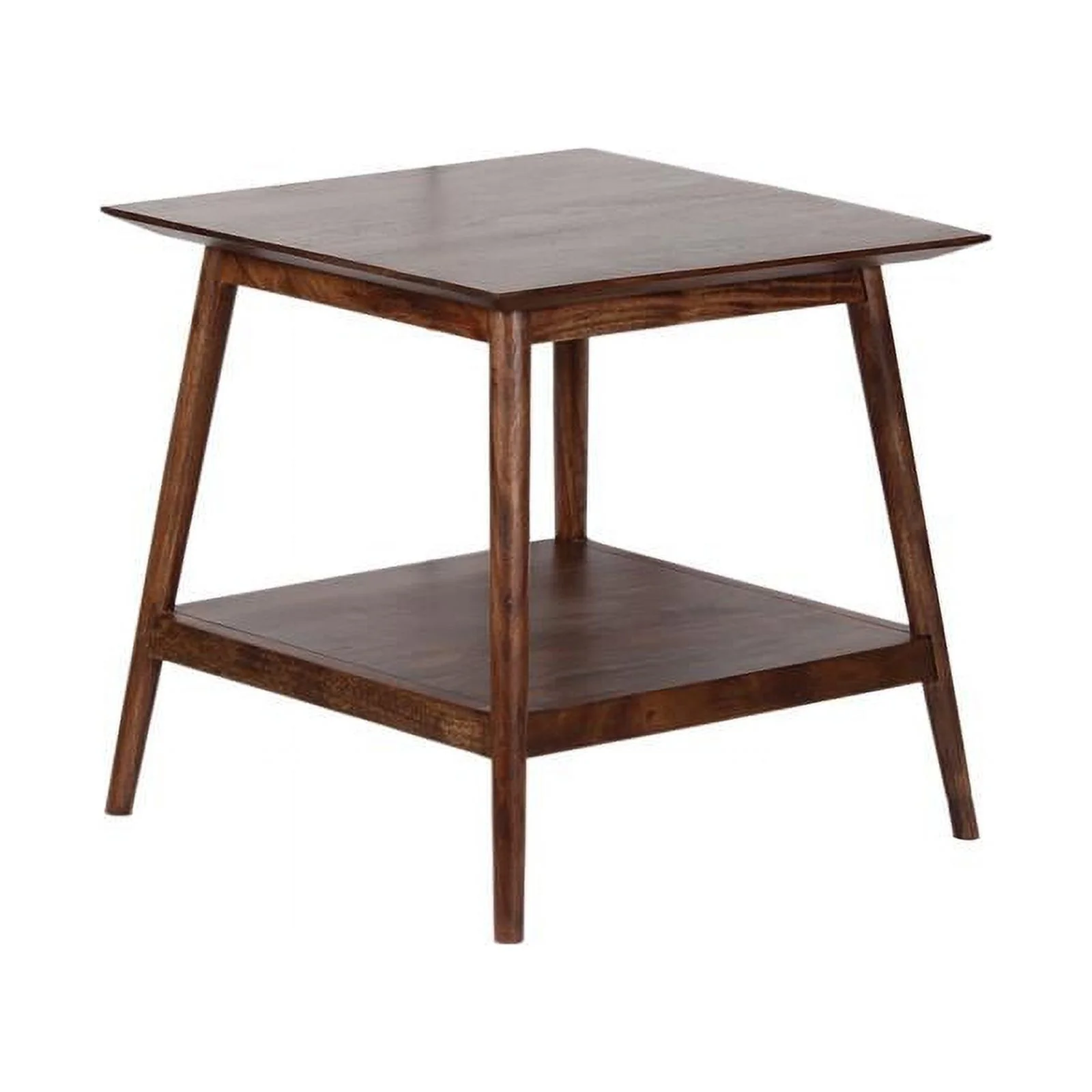 Home Square Modern Solid Acacia Wood End Table in Walnut - Set of 2