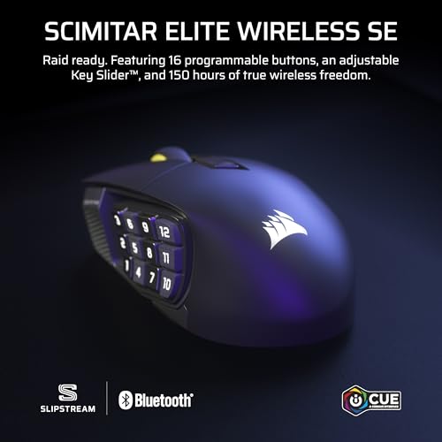Corsair SCIMITAR RGB ELITE Gaming Mouse For MOBA, MMO - 18,000 DPI - 17 Progammable Buttons - iCUE Compatible - Black