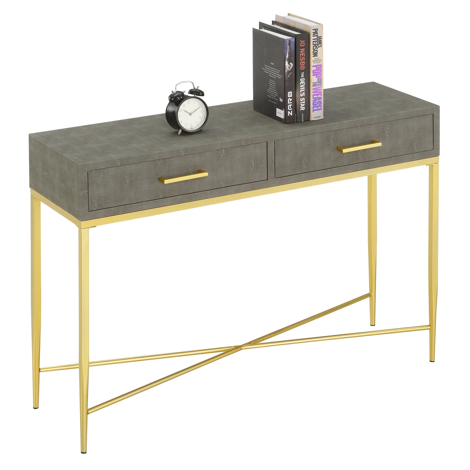 Convenience Concepts Ashley 2 Drawer Console Table, Gray/Gold