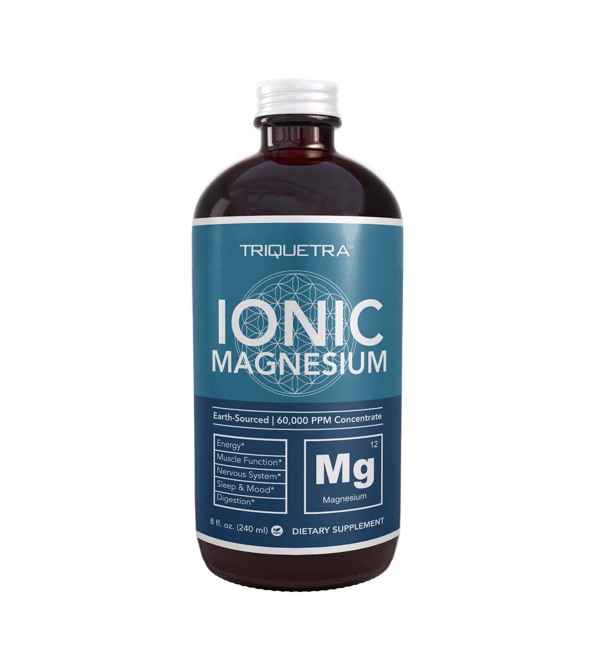 Ionic Liquid Magnesium (96 Servings) Highest Absorption Magnesium Chloride, Picometer Particle Size, Glass Bottle, Ionically Charged, Same Form of Magnesium Found in Vegetables (8 oz.)
