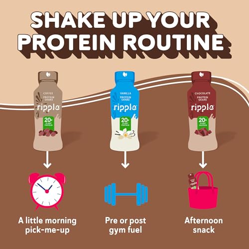 Ripple Vegan Protein Shake | Chocolate | 20g Nutritious Plant Based Pea Protein | Shelf Stable | No GMOs, Soy, Nut, Gluten, Lactose | 12 Oz, 12 Pack