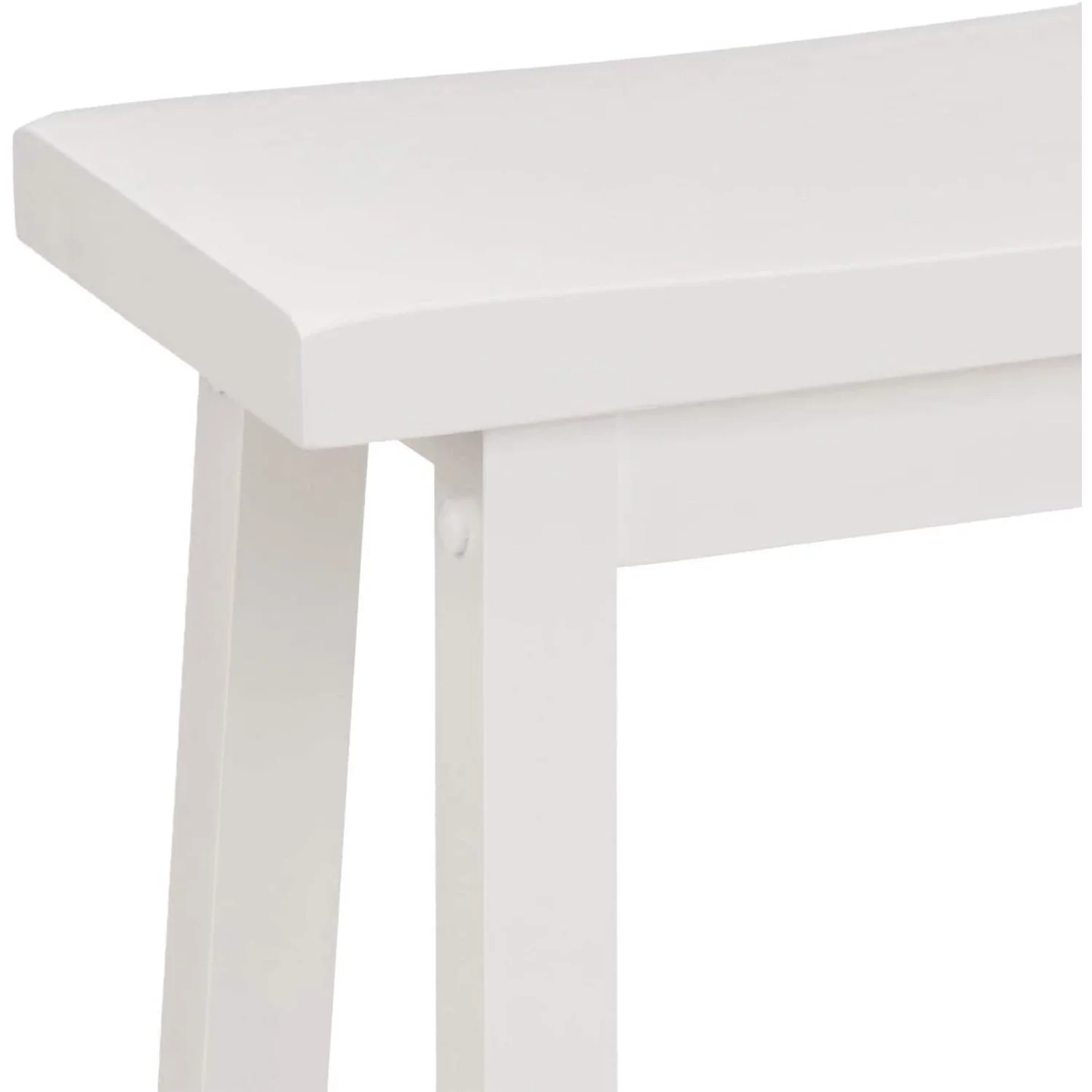 PJ Wood Classic Saddle-Seat 24In Kitchen Counter Stools, White, Set of 2