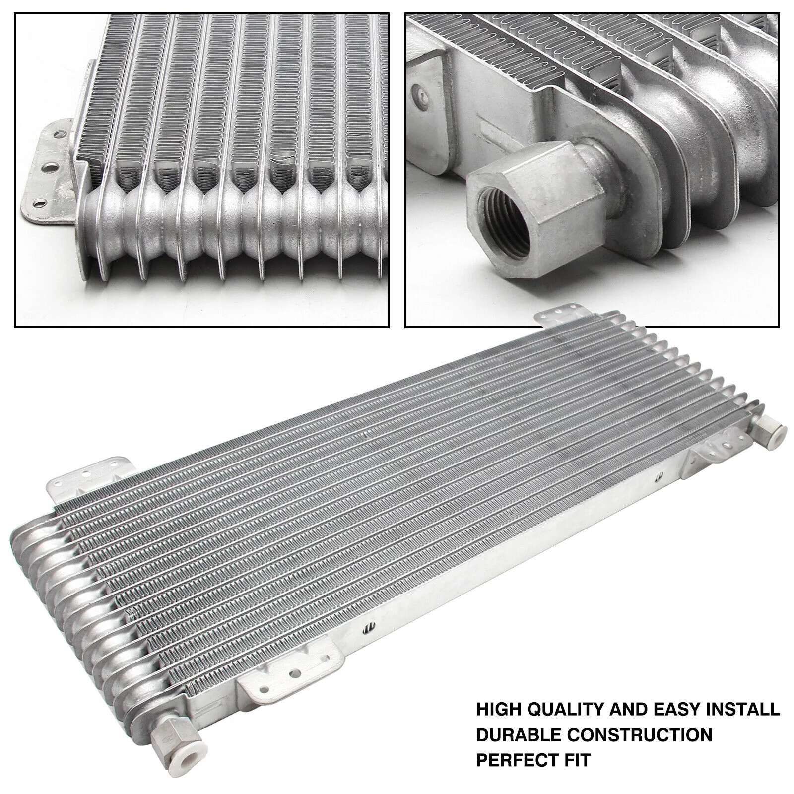 Transmission Oil Cooler with Mounting Hardware 40,000 GVW Low Pressure Drop LPD47391 - Silver