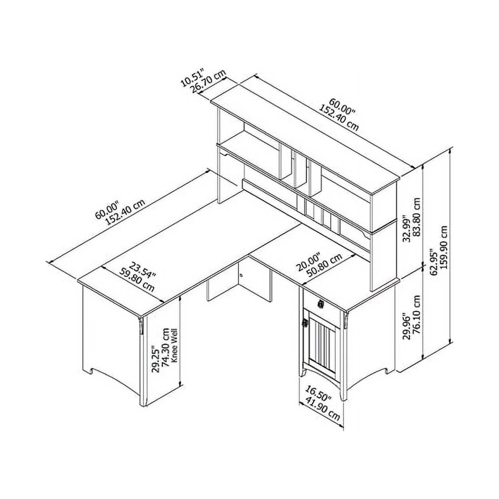 Scranton & Co Wood L Shaped Desk with Hutch in Antique White