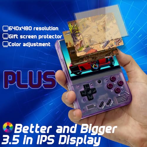 Miyoo Mini Plus Handheld Game Console 3.5-inch 640*480 IPS Screen 3000mAh Miyoo-Mini+ with Portable Case T-Purple