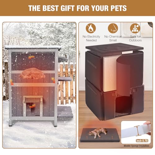 GUTINNEEN Outdoor Cat House Insulated for Winter Weatherproof Feral Cat Shelter